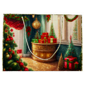 クリスマス飾お祭り用の伝統的部屋 ラージペーパーバッグ (裏面)