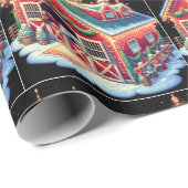 クリスマス飾と馬の馬の厩舎 ラッピングペーパー (ロールコーナー)