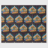 クリスマス飾と馬の馬の厩舎 ラッピングペーパー (フラット)