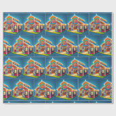 クリスマス飾と馬の馬の厩舎 ラッピングペーパー (フラット)