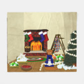 クリスマス飾にオリバー フリースブランケット (正面(横))