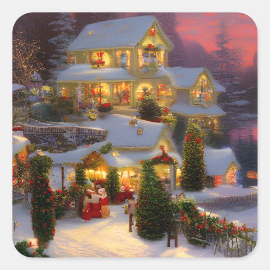 クリスマス飾のヴィンテージホーム スクエアシール (正面)