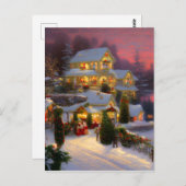 クリスマス飾のヴィンテージホーム ポストカード (正面/裏面)