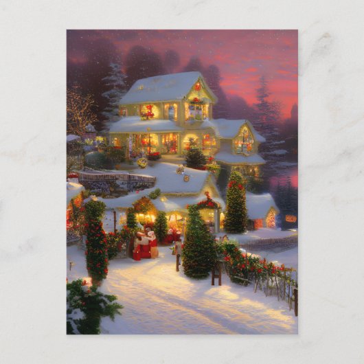 クリスマス飾のヴィンテージホーム ポストカード (正面)