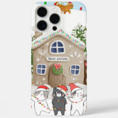 クリスマス飾の光が灯る家に3匹の猫 Case-Mate iPhoneケース (裏面)