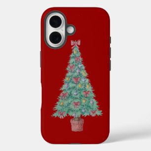 クリスマス飾の季節の木 iPhone 16ケース