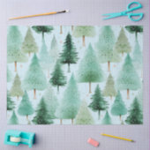 クリスマス飾の木々の青いクリスマス 薄葉紙 (クラフト)