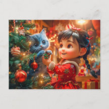 クリスマス飾の木と猫