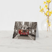 クリスマス飾の消防車 カード (黄色い花)