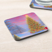 クリスマス飾の自然の木 コースター (左側)