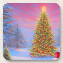 クリスマス飾の自然の木 コースター