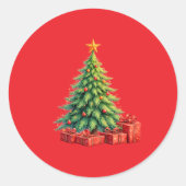 クリスマス飾の色は、クリスマスツリー。 ラウンドシール (正面)