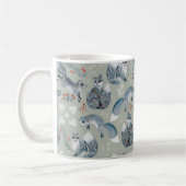 クリスマス飾の花の灰色の狐のパターン コーヒーマグカップ (左)