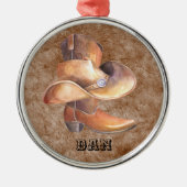 クリスマス飾りカウボーイズブーツ&ハット付絵を描/ メタルオーナメント (正面)