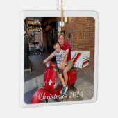 クリスマス飾りカスタマイズ- 2枚の写真と文字 セラミックオーナメント (右)