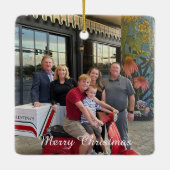 クリスマス飾りカスタマイズ- 2枚の写真と文字 セラミックオーナメント (裏面)