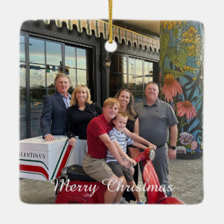 クリスマス飾りカスタマイズ- 2枚の写真と文字 セラミックオーナメント