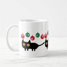 クリスマス飾りマグカップ付き黒猫 コーヒーマグカップ