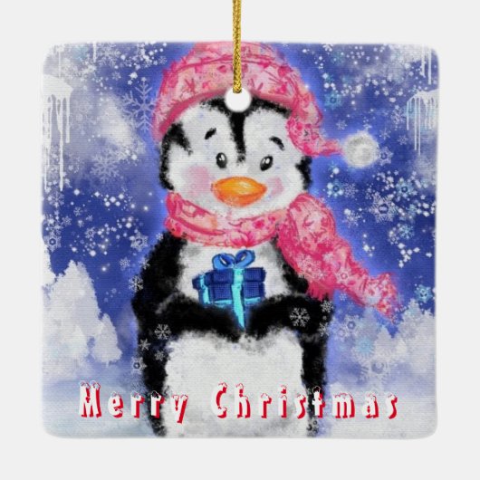 クリスマス飾りリトルペンギン セラミックオーナメント (裏面)