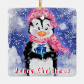 クリスマス飾りリトルペンギン セラミックオーナメント (正面)