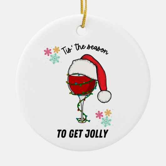 クリスマス飾りワインの木のドリンクおもしろい セラミックオーナメント (正面)