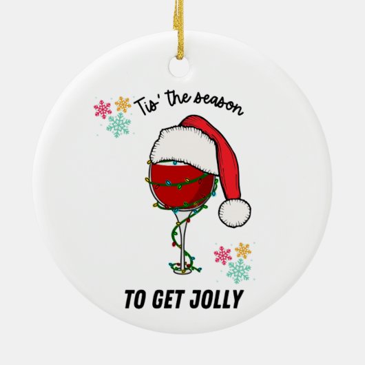クリスマス飾りワインの木のドリンクおもしろい セラミックオーナメント (裏面)
