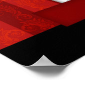 クリスマス飾り付き暖炉の赤い壁紙 ポスター (角)