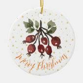 クリスマス飾り手絵を描水色バラお尻 セラミックオーナメント (正面)