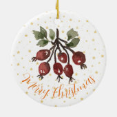 クリスマス飾り手絵を描水色バラお尻 セラミックオーナメント (裏面)