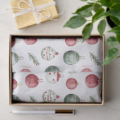 クリスマス飾り柄の素朴な水彩色彩 薄葉紙 (ギフト)