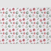 クリスマス飾り柄の素朴な水彩色彩 薄葉紙 (正面)