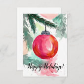 クリスマス飾り赤クリスマスカード サンキューカード (正面/裏面)