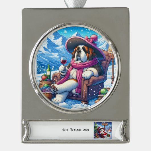 クリスマス飾り シルバープレートバナーオーナメント (正面)