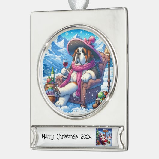 クリスマス飾り シルバープレートバナーオーナメント (左)