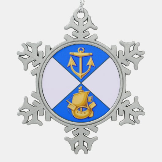 クリスマス飾り スノーフレークピューターオーナメント (正面)