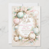 クリスマス飾り、冬のブライダルシャワー 招待状 (正面)