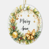 クリスマス飾り(名前をカスタムする) セラミックオーナメント (左)