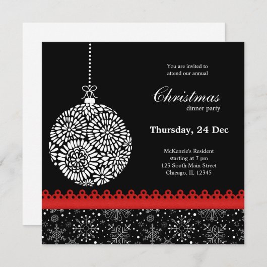 クリスマス飾り 招待状 (正面/裏面)