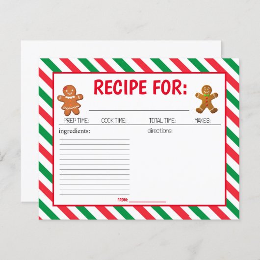 クリスマス飾クッキーのパーティーレシピカード (正面/裏面)