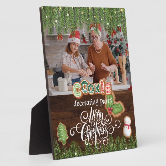 クリスマス飾クッキーのパーティー写真ギフト フォトプラーク (側面)