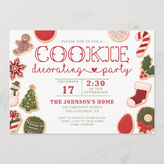 クリスマス飾クッキーのパーティー招待状 プログラム (正面)