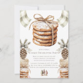 クリスマス飾クッキーのパーティー水色 招待状 (正面)