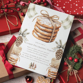 クリスマス飾クッキーのパーティー水色 招待状