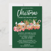 クリスマス飾クッキーのパーティー緑 招待状 (正面)