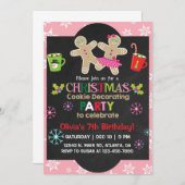 クリスマス飾クッキーの誕生日パーティー。 招待状 (正面/裏面)