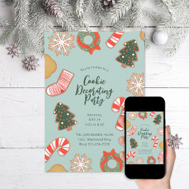 クリスマス飾クッキーズホリデーパーティー 招待状