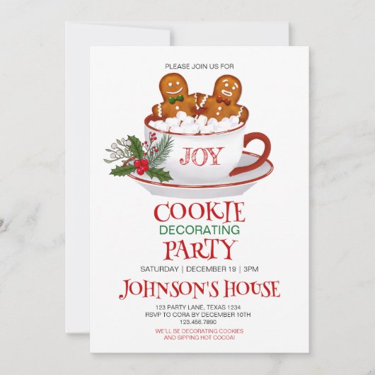 クリスマス飾クッキーパーティの招待状 招待状 (正面)
