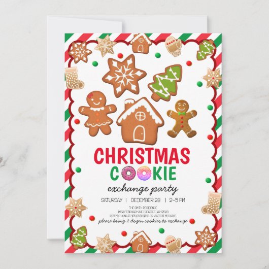 クリスマス飾クッキーパーティの招待状 招待状 (正面)