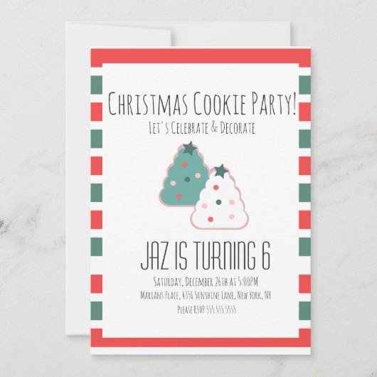 クリスマス飾クッキーベーキング誕生会 招待状 (正面)