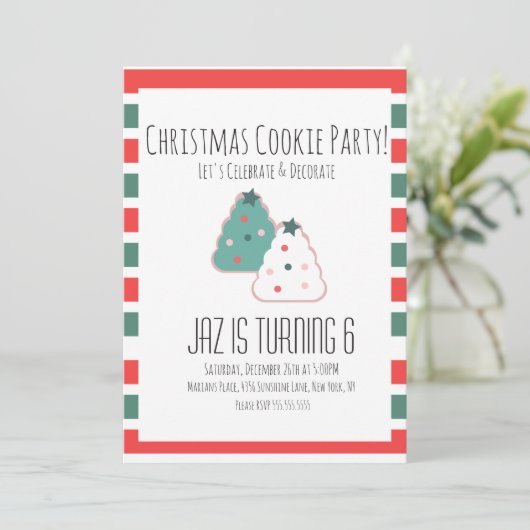 クリスマス飾クッキーベーキング誕生会 招待状 (スタンド正面)